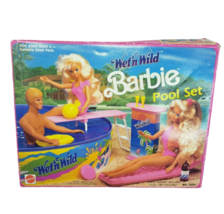 Vintage 1989 Wet &#39;n Wild Barbie Pool Set W/ Floating Pink Raft # 7426 In Box - £52.39 GBP