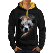 Wellcoda Panda Galaxy Face Animal Mens Contrast Hoodie, Zoo Casual Jumper - £30.77 GBP