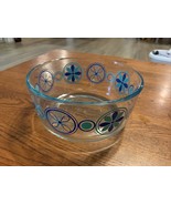 7&quot;  PYREX Retro MCM MOD Clear and Turquoise Pinwheel Flower Glass Bowl #... - $20.00