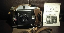 Vintage ANSCO FLASH CHAMPION Camera w/ORIGINAL Case , Manual 1960s UNTESTED - £34.96 GBP