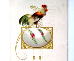 Easter Postcard Rooster Standing On Decorated Egg Series 944 Vintage 1913 - £6.00 GBP