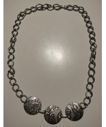 Vtg Silver Tone chain belt Flower Medallion Coin Disc Hippie or necklace - $743.54 MXN