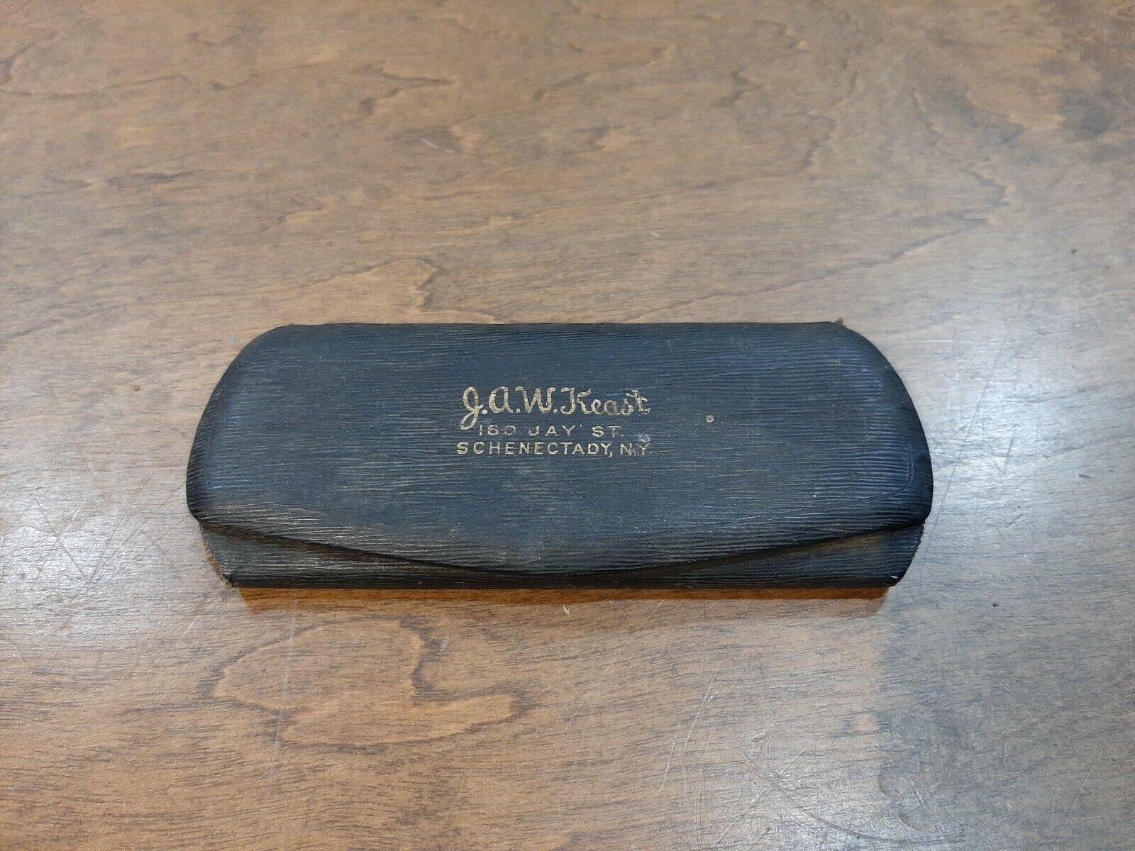 Antique early eye glasses case J. A. W. KEAST SCHENECTADY NY NEW YORK - $9.49