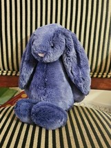 Jellycat Bashful Navy Bunny Medium 12&quot; Soft Plush Toy Navy Blue Lovey Nwt - £84.21 GBP