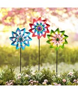 Colorful Metallic Wind Spinner Stake Outdoor Yard Garden Home Decor 3 CH... - £18.31 GBP+