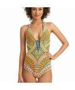 Trina Turk Capri Printed Lace-Up Front One-Piece Swimsuit Sz 8 Multi - $69.15