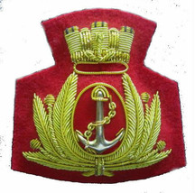 ITALIAN NAVY OFFICER HAT CAP BADGE NEW HAND EMBROIDERED FREE SHIP IN USA... - £15.89 GBP