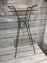 Mid-Century Metal Wire Table Plant Stand Rack Black Retro MCM Vintage Heart - $98.01