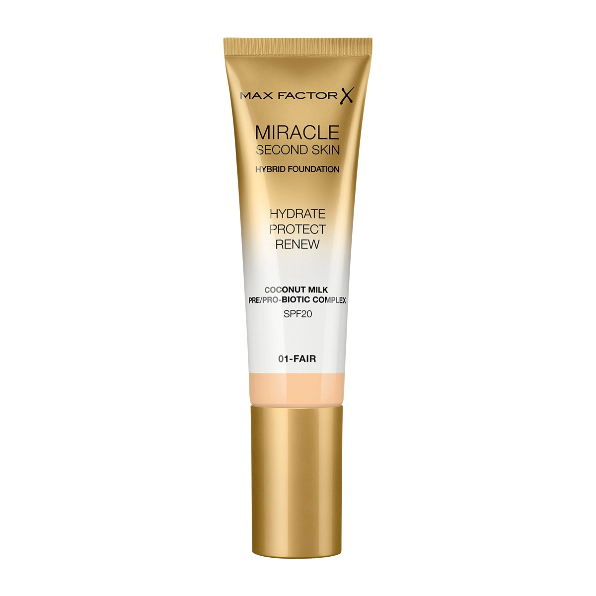 Max Factor X Miracle Second Skin Hybrid Foundation - 01, Fair - $259.47 MXN