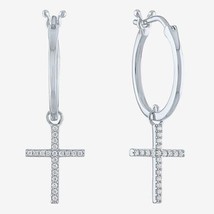 1/10CT Naturel Croix Diamant Goutte Boucle Oreilles 14K Plaqué or Blanc Argent - £195.79 GBP