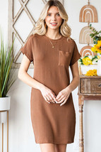 Ribbed Round Neck Short Sleeve Dress - $35.19