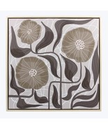 Wood Gallery Framed Canvas Wall Art With Toupe Floral Hand Painted Acryl... - $69.18