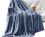Unique Mezcla Fuzzy Fleece Throw Blanket Extra Large,, Stone Blue). - £30.63 GBP