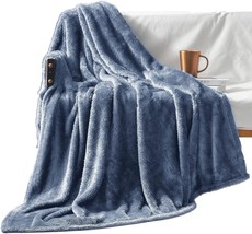 Unique Mezcla Fuzzy Fleece Throw Blanket Extra Large,, Stone Blue). - £29.25 GBP