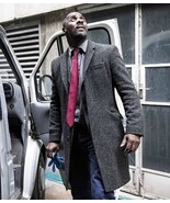 Idris Elba Charcoal Gray Trench Long Coat - £117.16 GBP