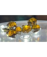 Antique Earrings 14mm 6 stones Sterling Topaz / Amber screw back Vintage... - $95.07 CAD