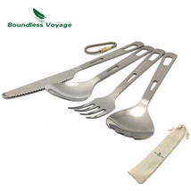 Boundless Voyage Titanium Camping Cutlery Spoon Fork Spork Knife Chopsticks - £21.19 GBP+