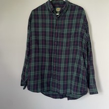 Cabela’s Long Sleeve Plaid Green Button Down Shirt L- Reg 100% Cotton Outdoor - £9.50 GBP