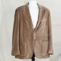 Scott Barber 54R Suede Cotton Tan Brown Taupe Blazer Suit Jacket - £79.66 GBP