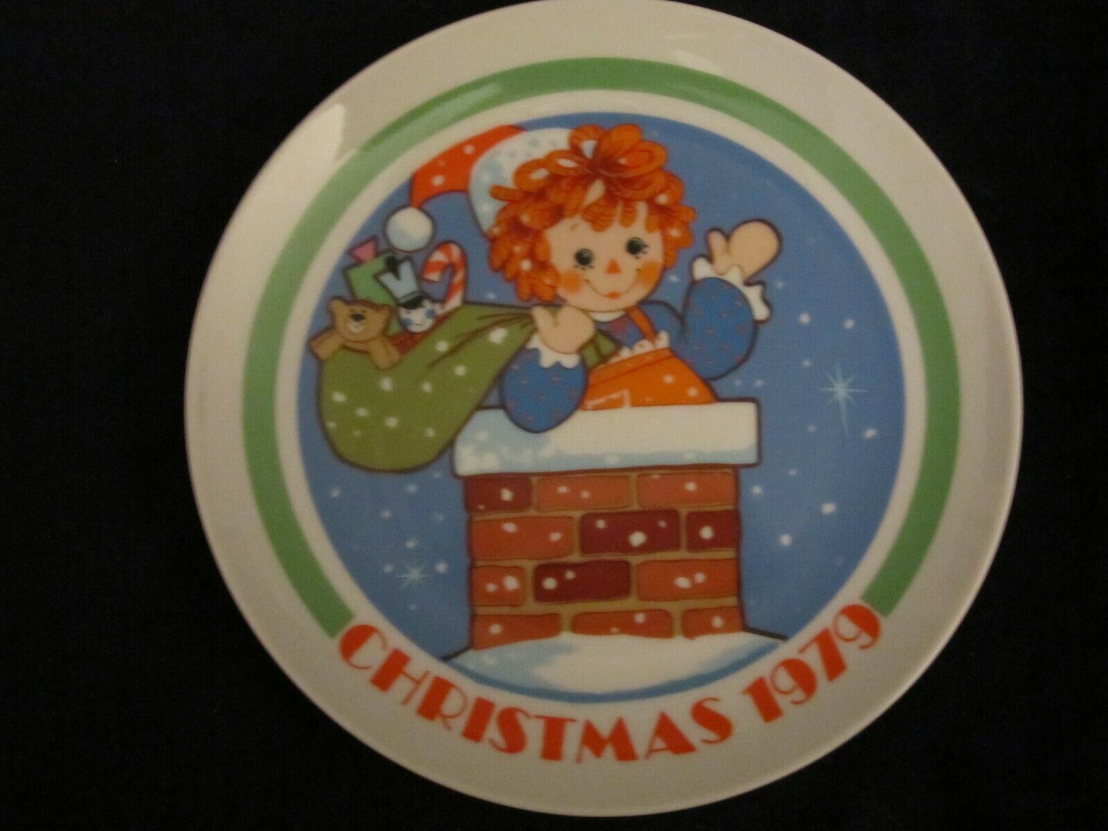 Primary image for RAGGEDY ANN 1979 CHRISTMAS collector plate LITTLE HELPER chimney