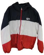 Fila Puffer Hooded Coat Jacket Color block Red White Blue XL Full ZIP - £23.05 GBP