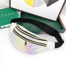 Women Rainbow Fanny Pack Girls Holographic Running Belt Pouch Laser Pu Waist Bag - £13.36 GBP