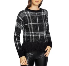 1. State Womens XL Rich Black Eyelash Plaid Long Sleeve Pullover Sweater NWT - £31.47 GBP