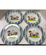 Disney VINTAGE Mickey &amp; Minnie Barbeque Enamelled Set of 4 Dinner Plates - £38.66 GBP