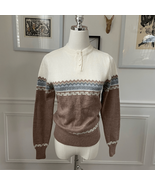 Vintage 70s Foxmoor Greek Key Fair Isle Womens Sweater S M - €24,71 EUR