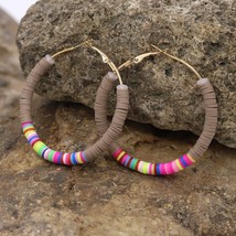 Multicolor Hoop Earrings for Women 2021 Fashion Female Girls Jewelry Polymer Cla - £7.73 GBP