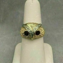 1 Ct Simulated Diamond Owl Head Engagement Ring 14K Yellow Gold Plated Silver - £107.98 GBP