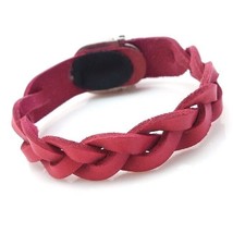 Pink Braided Genuine Leather Bracelet - £10.32 GBP