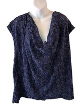 Free People Lace Shirt Oversized Sheer Top Swimsuit Cover Up Large Blue ... - $24.04