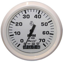 Faria Dress White 4&quot; Tachometer w/Systemcheck Indicator - 7000 RPM (Gas) (Johnso - £160.12 GBP