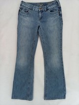 Silver Mitsu Women&#39;s Size 28 Blue Denim Distressed Jeans Low-Rise Bootcu... - £15.00 GBP