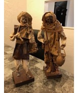 2 Vintage Mexican Folk Art Paper Mache Figurines of Man and Woman Very I... - $19.79