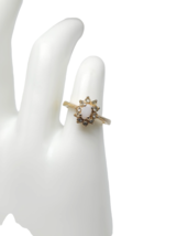 H.G.E 18k Gold Electroplate Opal Rhinestone Cocktail Ring Size 4.75 Vintage - £24.12 GBP