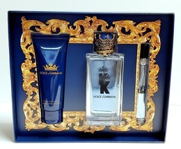 k King (Gold) by Dolce &amp; Gabbana 3 Piece EDT 0.33 1.6 3.3oz 10 50 100ml GIFT SET - £110.61 GBP