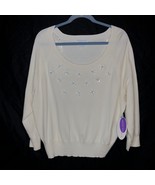Ashley Nell Tipton Boutique Womens Sweater Size 2X Ivory Scoop Neck Flor... - $35.06 CAD