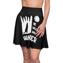 Women&#39;s AOP Black and White Wolf Skater Skirt, 95% Polyester and 5% Span... - £29.96 GBP+