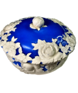 Vintage Moriyama Mori-machi Covered Bowl Blue White Flower Hand Painted ... - €60,78 EUR