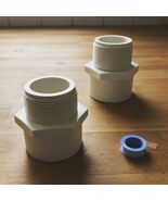 2PCS 2 Inch PVC Coupling Fittings White Socket to Male Thread Adapter fo... - $350.61 MXN