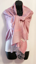 Paisley Pink Gray Pashmina Scarf Shawl Paisley Silk Cashmere - £15.80 GBP