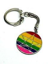 Keyring Pagan Pride Rainbow LGBT Gay Pride Rainbow Pentacle Chain Enameled - £9.01 GBP