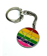 Keyring Pagan Pride Rainbow LGBT Gay Pride Rainbow Pentacle Chain Enameled - £8.85 GBP