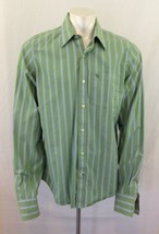 Abercrombie and Fitch Men&#39;s Size XL Green Striped Button Up Long Sleeve Shirt - £9.17 GBP