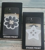 Two (2) Sticker Phone Wallet Pockets ~ Black/Silver ~ ID &amp; Credit Card Holder ~5 - £11.95 GBP