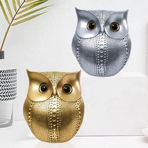 Modern Classy Lucky Owl Combo Resin Art Figure Showpiece Pack of 2 Golden Silver - £33.92 GBP