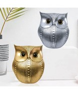 Modern Classy Lucky Owl Combo Resin Art Figure Showpiece Pack of 2 Golde... - £33.89 GBP