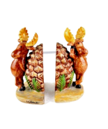 Ceramic Salt and Pepper Set Moose Pinecone Maine - $14.85